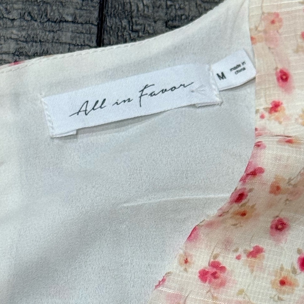 All in Favor Floral Puff Sleeve Mini Dress Cream Pink | Medium - Picture 9 of 10